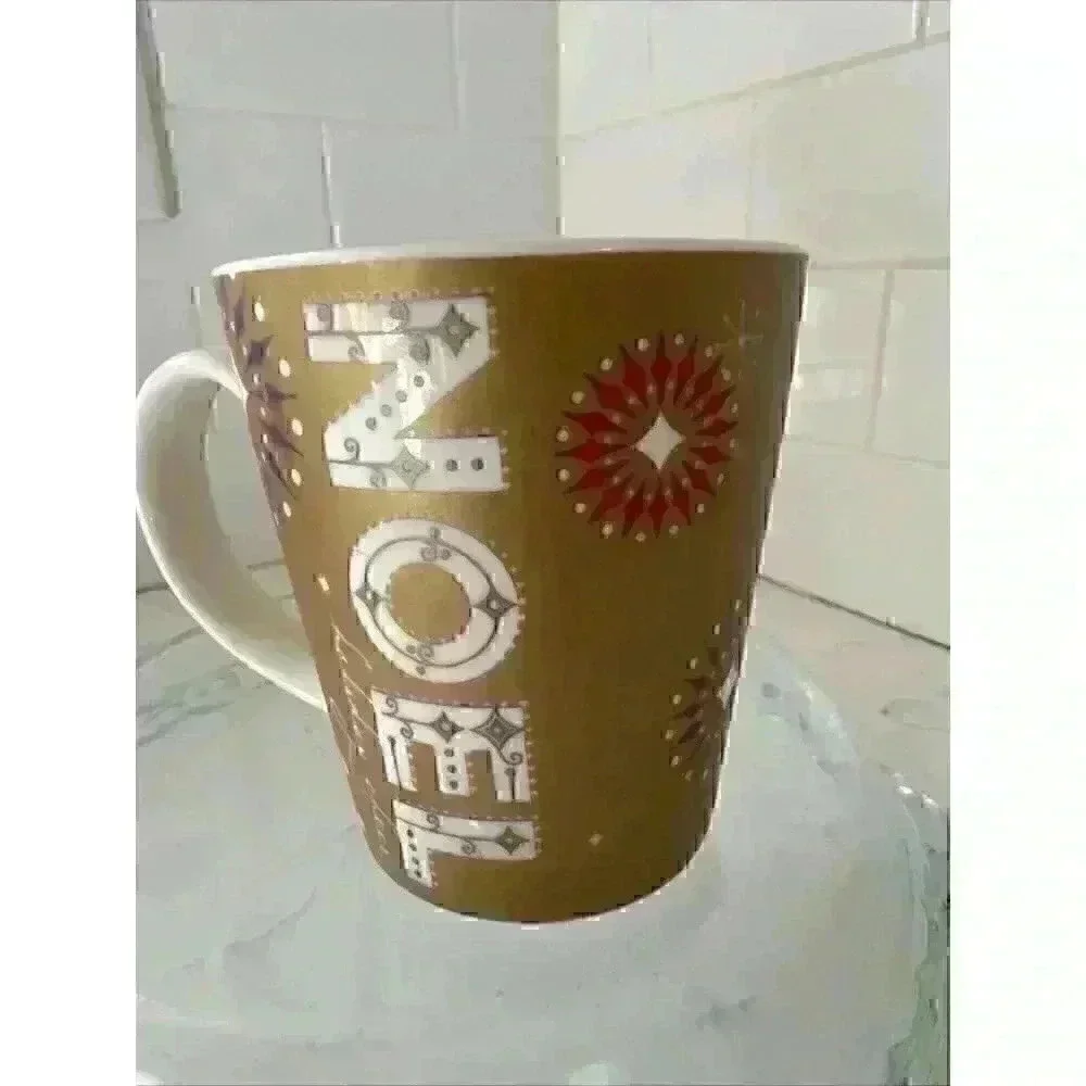 2006 Starbucks NOEL Gold Christmas Holiday Coffee Mug 14 oz